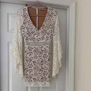 Guess White Lace Mini Dress with Nude Lining
